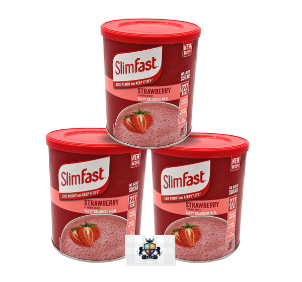 AETN Creations SlimFast Diet Meal Shake Bundle -  High Protein Shake Pack of  3  in 10 Servings Strawberry Flavour plus AETN Creations Fridge Magnet, Tape Measure and Meal Planner