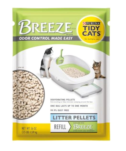 Purina Tidy Cats Breeze Cat Litter Refill Pack 1.59Kg Pellets For Litter System Unscented Fresh Step Clean Paws For Multicat Zero Tracking Technology Convenient Dust-Free Longer-Lasting Up To 4 Weeks