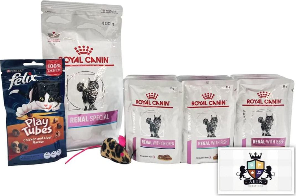 Renal Cat Food Bundle Of 400g Dry Biscuits With Wet Pouches In