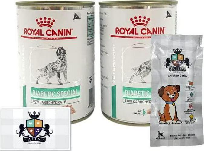 Diabetic Special Low Carbohydrate Dog Food Bundle Pack Of 2x410g Tins Wet Plus AETN Creations Chicken Treat Specially Formulated To Support Your Dog&#039;s Health