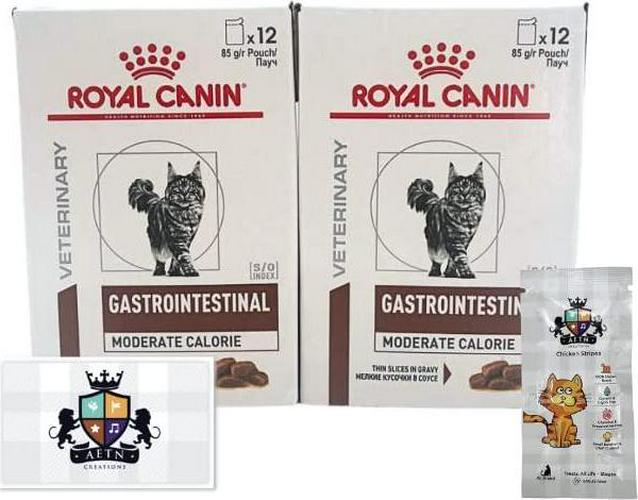 Gastrointestinal Moderate Calorie Wet Cat Food Pack Of 2 12x85g Pouches Plus AETN Creations Chicken Treat, Optimal Digestive Health For Healthy And Happy Cats