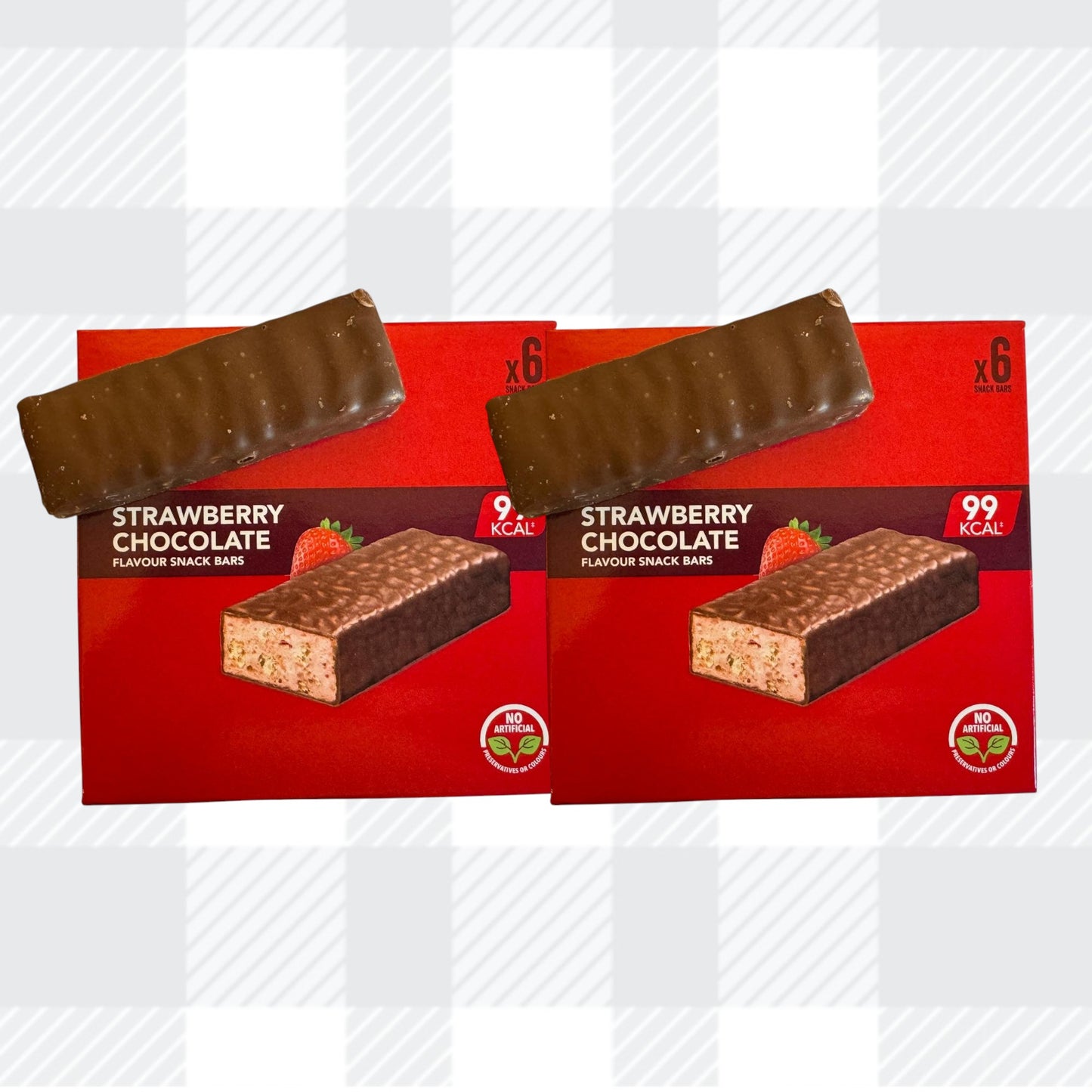 AETN Creations Strawberry Chocolate Snack Bars 2x6 Pack – Low Calorie 99kcal Snack Bars, Chocolate Coated Cereal Bars with AETN Creations Meal Planner Guide