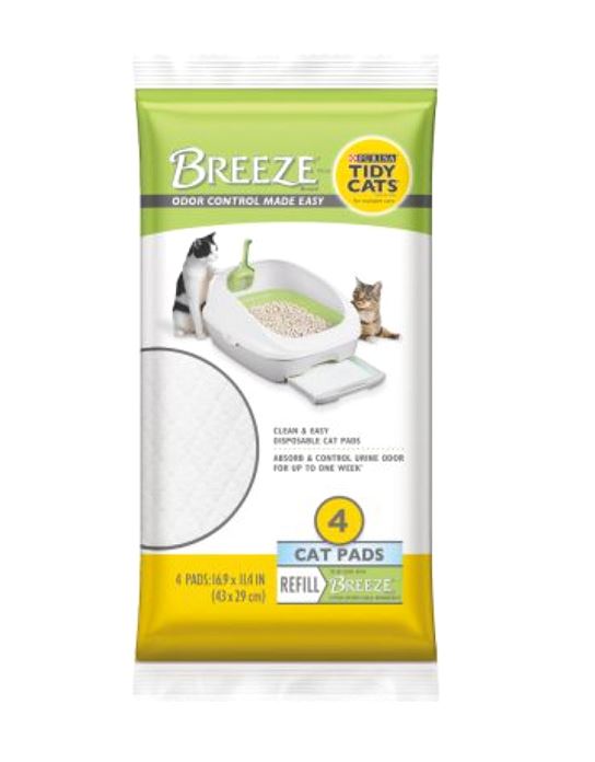 Purina Tidy Cats Breeze Cat Pad Refills 4 Packs For Litter System Unscented Fresh Step Clean Paws Ammonia Blocking Control Technology Convenient Leak-Proof Longer-Lasting Up To 7 Days No Scoop Needed