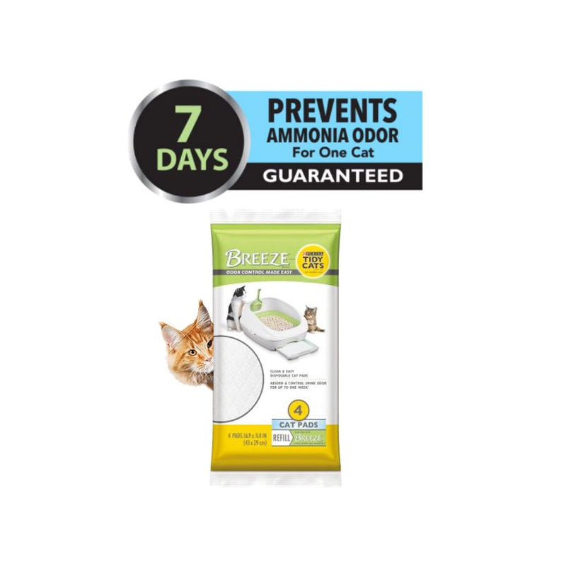 Purina Tidy Cats Breeze Cat Pad Refills 4 Packs For Litter System Unscented Fresh Step Clean Paws Ammonia Blocking Control Technology Convenient Leak-Proof Longer-Lasting Up To 7 Days No Scoop Needed