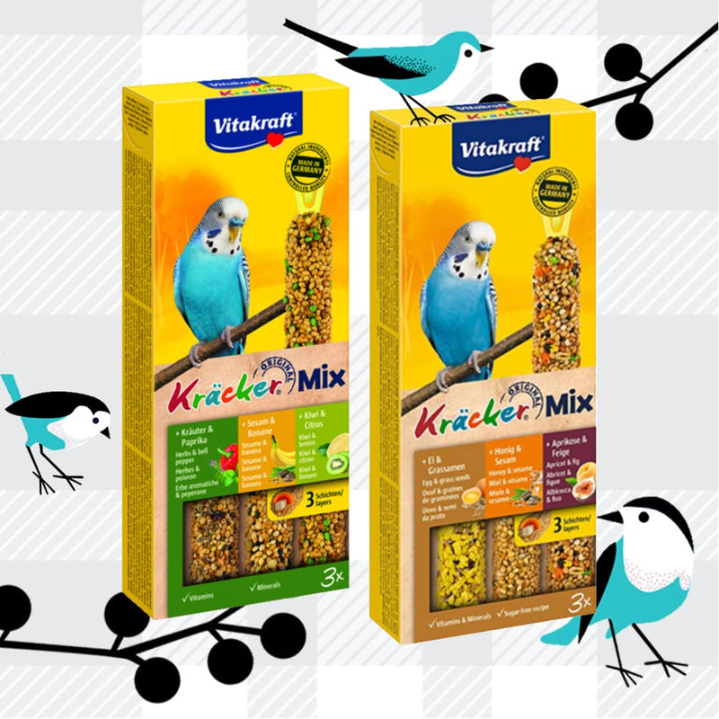 AETN Creations Delicious 2 Pack of Cracker Treats for Budgies Vitakraft plus AETN Fridge Magnet Kracker Bird Food with Vitamins