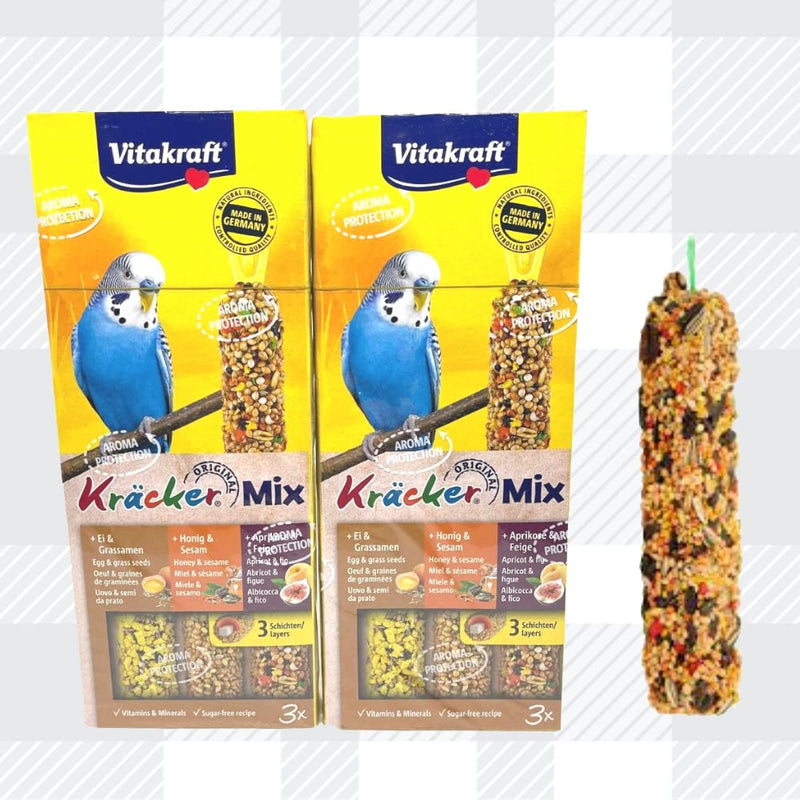 AETN Creations Budgies Krackers Trio-Mix 2 Packs Egg, Apricot & Fig and Honey from Vitakraft Plus an AETN Creations Magnet 260g