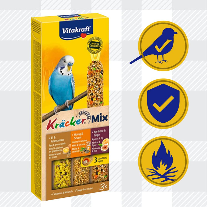 AETN Creations Delicious 2 Pack of Cracker Treats for Budgies Vitakraft plus AETN Fridge Magnet Kracker Bird Food with Vitamins