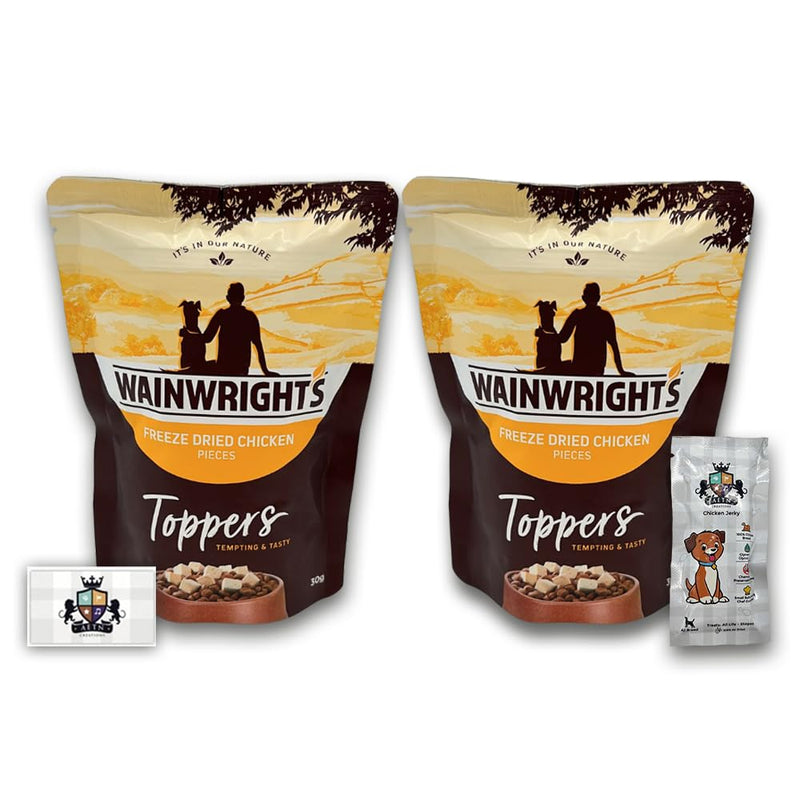 AETN Creations Wainwright's Freeze Dried Dog Food Toppers 2x30g in Chicken plus AETN Creations Jerky Treat, Tasty Addition to your Dog's Diet