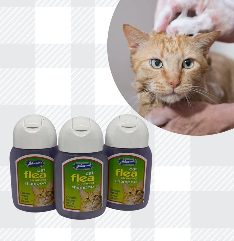 AETN Creations Cat Flea Shampoo Bundle of 3x125ml Johnson Flea Cleansing Shampoo for Cat's and AETN Creations Chicken Cat Treat