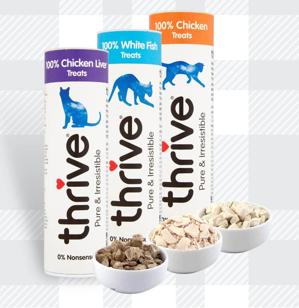 AETN Creations Mixed 3 Pack Gently Freeze Dried Natural Cat Treats White Fish, Chicken Liver and Chicken Flavours from Thrive Plus AETN Treat Delicious Healthy Snacks for Adult Cats