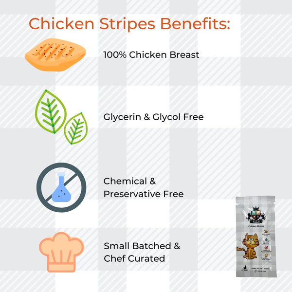 AETN Creations Chicken Stripes Cat Treats Travel Size Pack of 3x3g Complete and Balance Snack Cat Food Made and Natural Ingredients for all Stages and Breeds