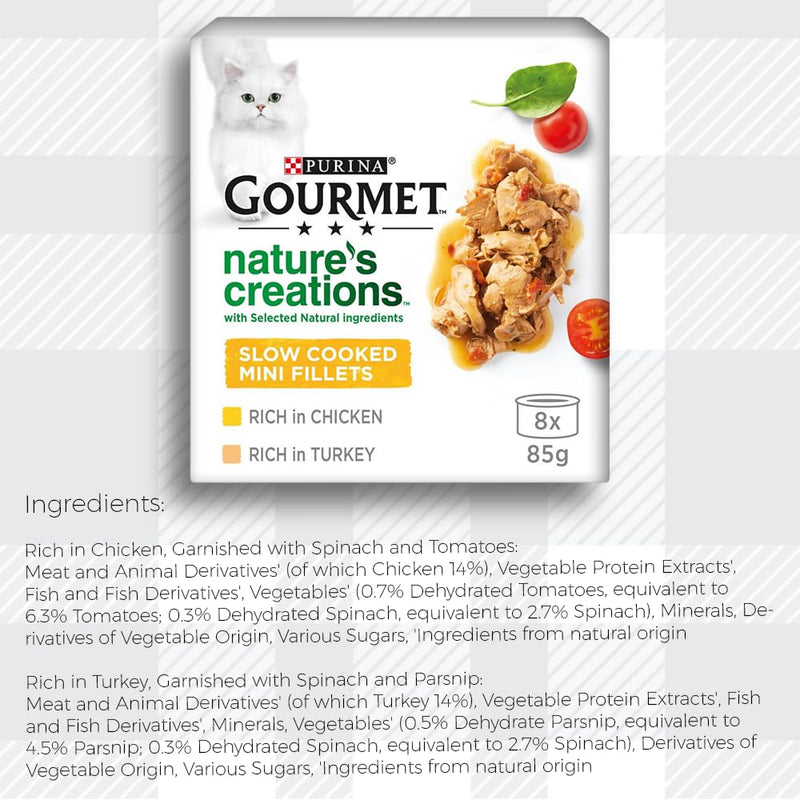 AETN Creations Gourmet Nature's Creations Purina 2x8x85g Wet Mixed Cat Food Pack- Poultry and Fish with Delicious AETN Treat and Fun Mouse Toy