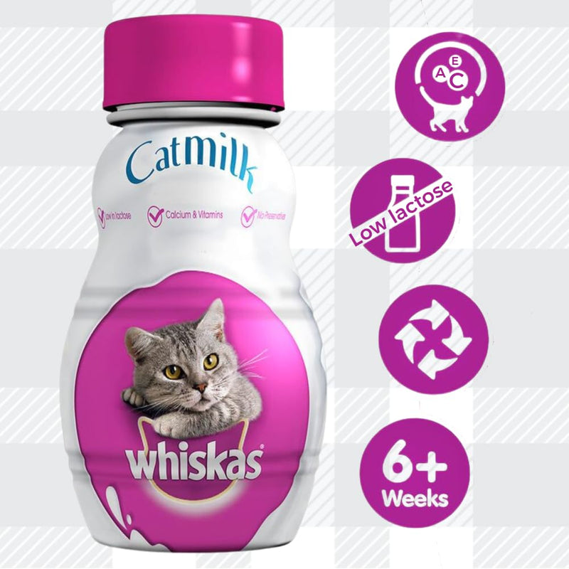 AETN Creations Whiskas Cat Milk Bundle 6x200ml Nutrient-Rich Delight for Optimal Wellbeing and Health Includes Milky Treats, Toy, and AETN Treat, Purrfection!