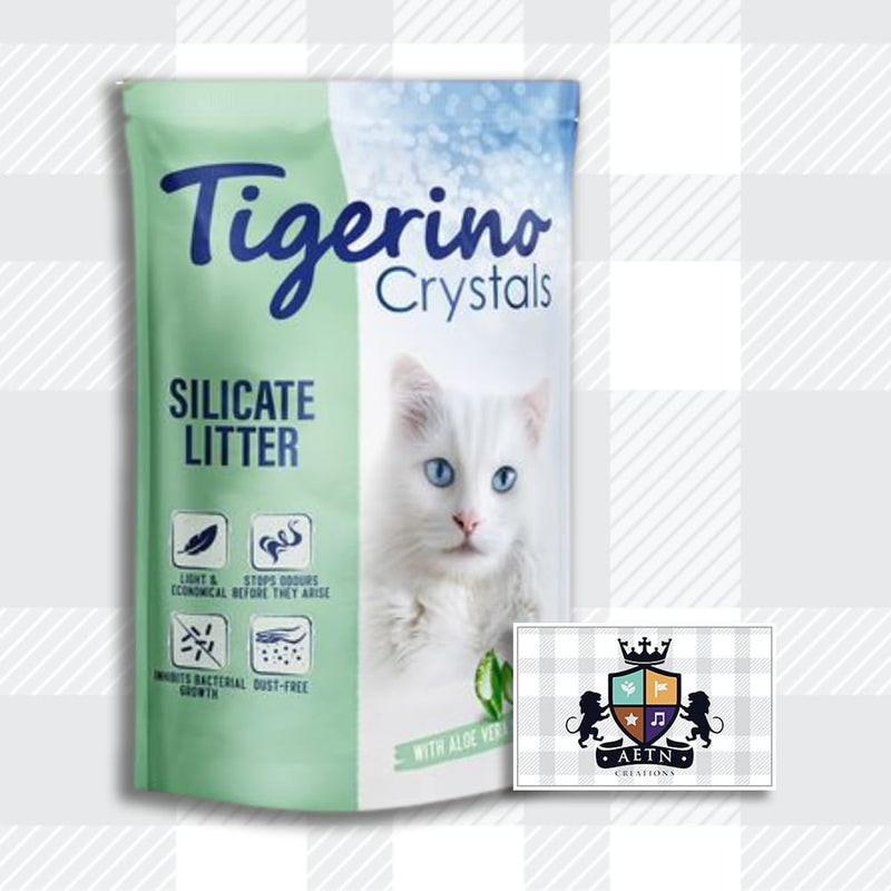 AETN Creations Superior Clumping Litter Bundle with Odour Control Tigerino Crystals in Aloe Vera 5L Dust-Free for a Clean & Fresh Home with AETN Cat Treat