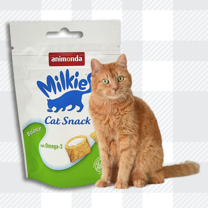 AETN Creations Animonda Milkies Balance Crunch Bag 2x30g Grain-free Adult Cat Snacks with Omega-3 Fatty Acids To Support Mobility with AETN Cat Treat