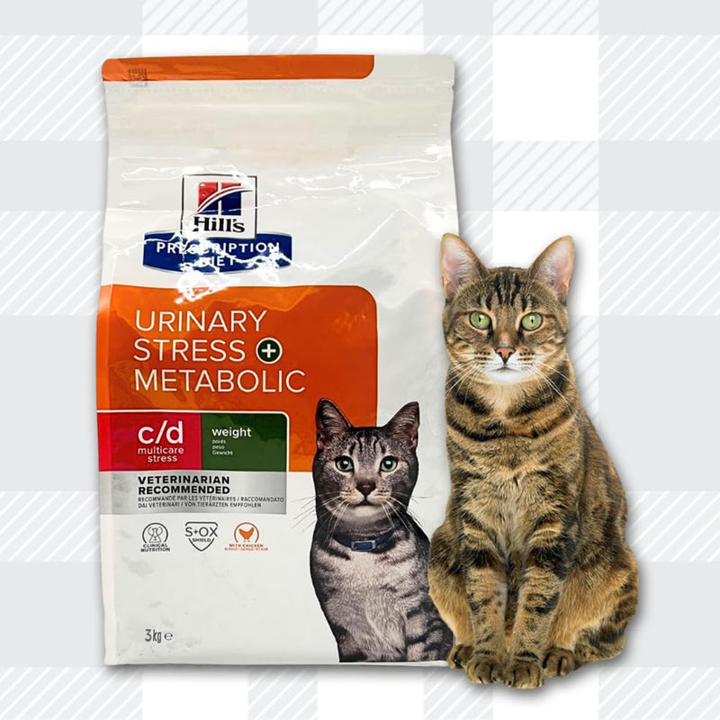 AETN Creations Hill's Prescription Diet C/D Metabolic Urinary Stress Cat Pack 3kg Dry Food plus AETN Cat Treat, Support Urinary Care and Weight Management