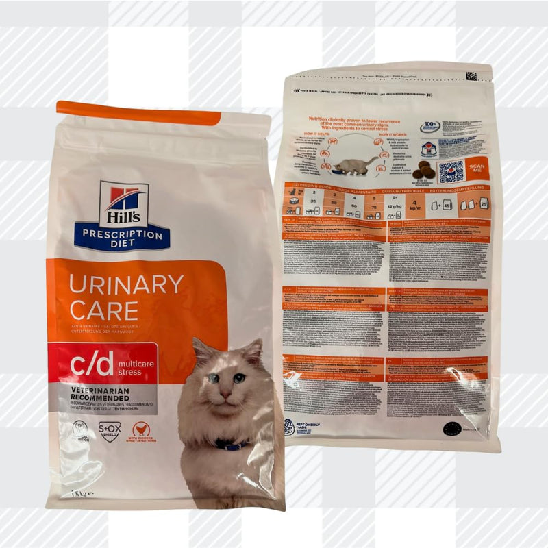 AETN Creations Prescription Diet Feline C/D Stress Urinary Cat Bundle - 1.5kg Dry Food in Chicken plus AETN Treat for Optimal Urinary Tract Health