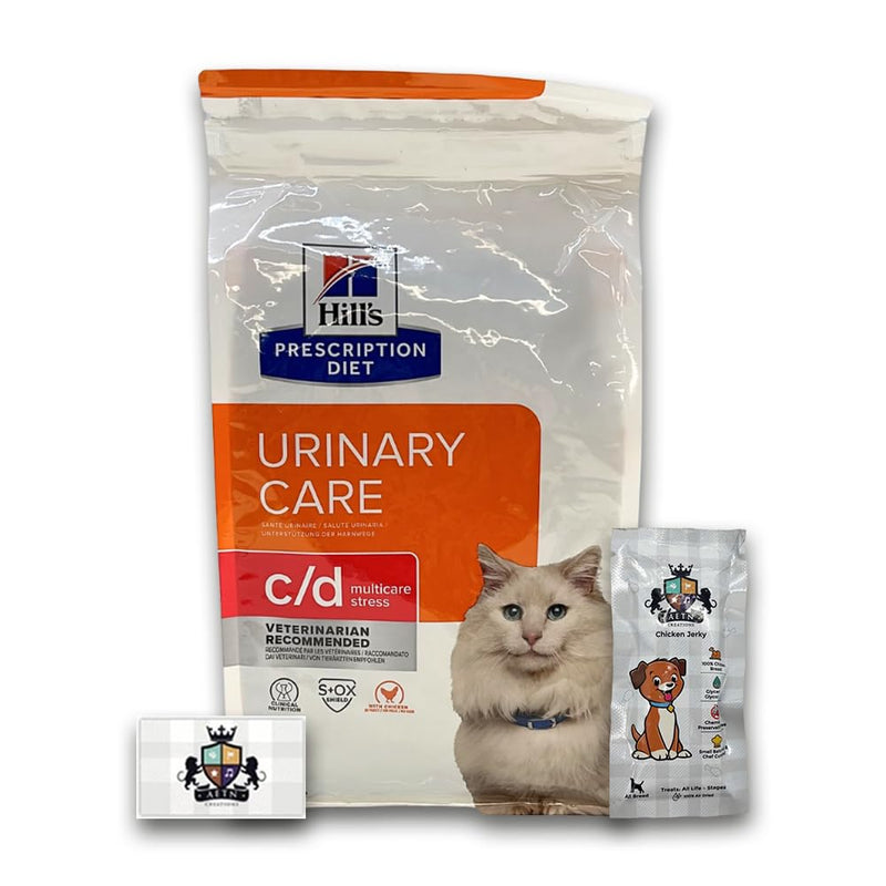 AETN Creations Prescription Diet Feline C/D Stress Urinary Cat Bundle - 1.5kg Dry Food in Chicken plus AETN Treat for Optimal Urinary Tract Health