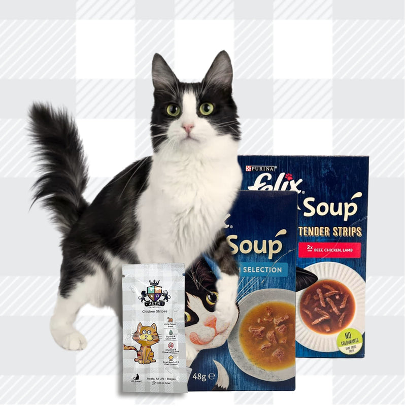 AETN Creations Felix Soup Mixed Pack - Tender Strips Meat and Fish Selection with AETN Creations Chicken Cat Treat