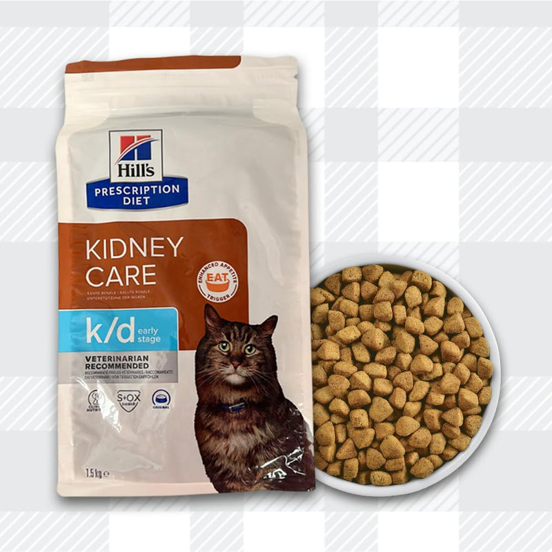 AETN Creations Prescription Diet K/D Early Stage Kidney Care 1.5kg Dry Cat Food plus AETN Chicken Treat, Early Support of Vital Kidney Function