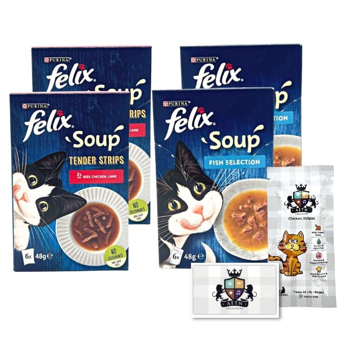 AETN Creations Felix Soup Mixed Pack - Tender Strips Meat and Fish Selection with AETN Creations Chicken Cat Treat