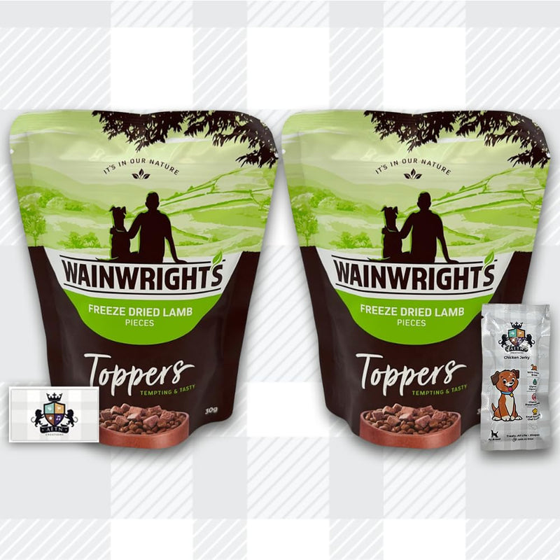 AETN Creations Wainwright's Freeze Dried Dog Food Toppers 2x30g in Lamb plus AETN Creations Jerky Treat, Tasty Addition to your Dog's Diet