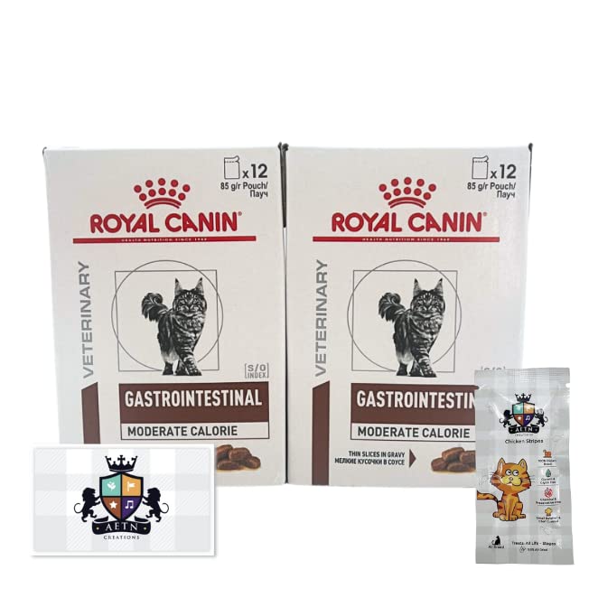 AETN Creations Gastrointestinal Moderate Calorie Wet Cat Food 24x85g plus AETN Chicken Treat