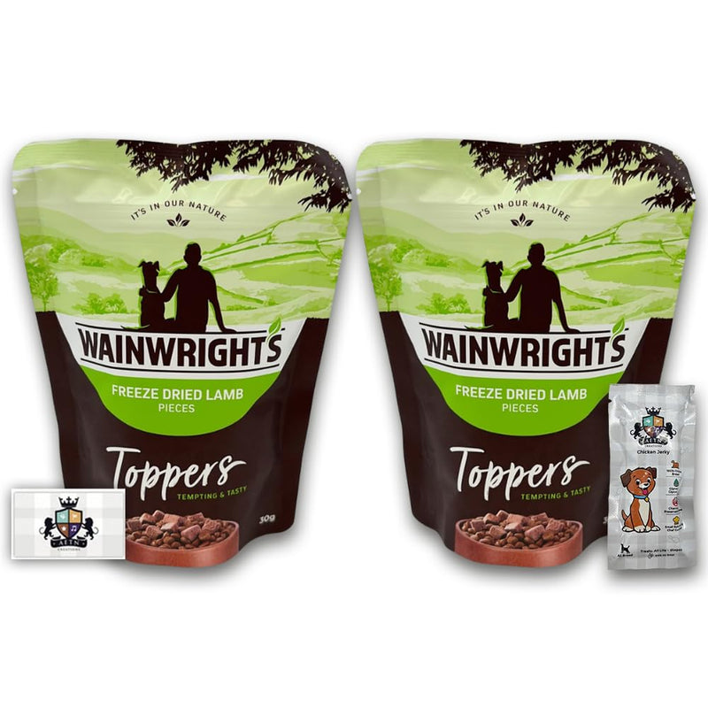 AETN Creations Wainwright's Freeze Dried Dog Food Toppers 2x30g in Lamb plus AETN Creations Jerky Treat, Tasty Addition to your Dog's Diet