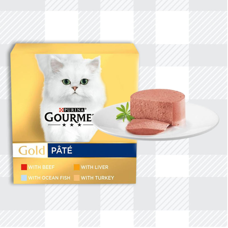 AETN Creations Gourmet Gold Pate Double Pack 2x8x85g Delicious Recipes Ocean Fish, Liver, Turkey, Beef plus AETN Creations Chicken Cat Treat for Adult Cat