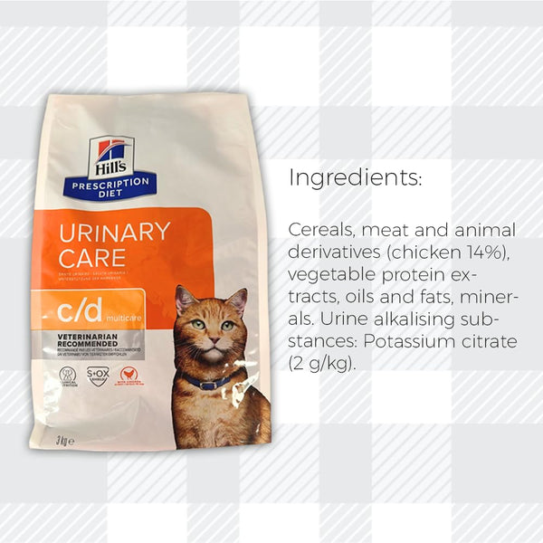 AETN Creations Prescription Diet Feline C/D Multicare Urinary Care 3kg Chicken plus AETN Treat, Support and Maintain a Healthy Urinary Tract in Adult Cats