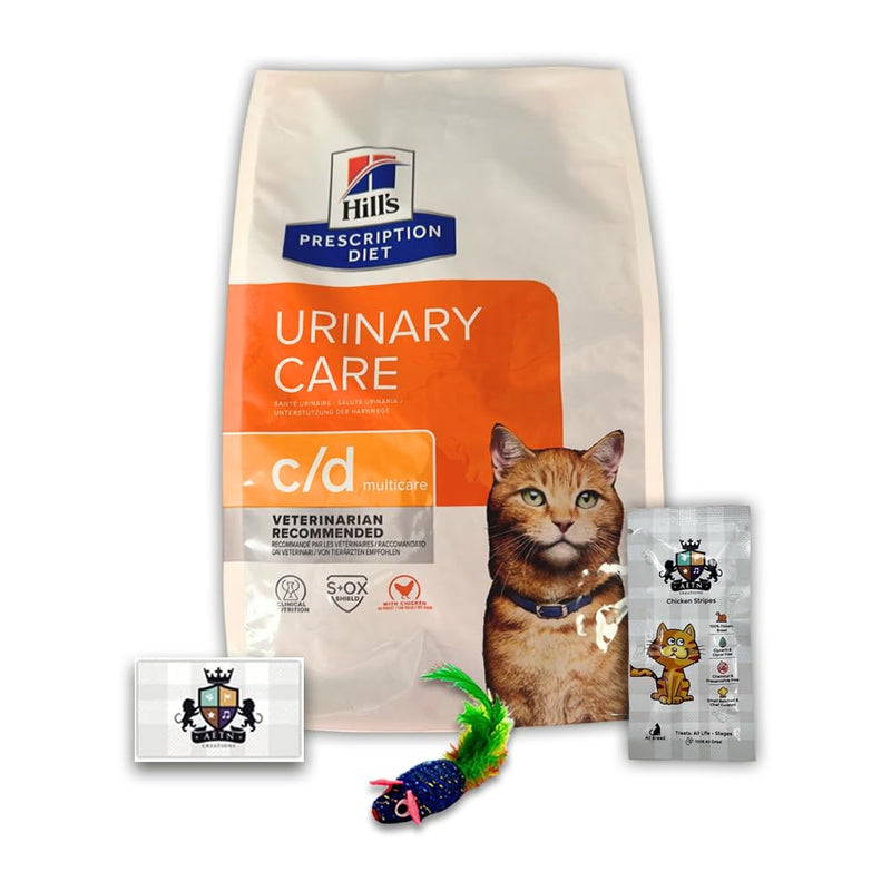 AETN Creations Prescription Diet Feline C/D Multicare Urinary Care 3kg Chicken plus AETN Treat, Support and Maintain a Healthy Urinary Tract in Adult Cats