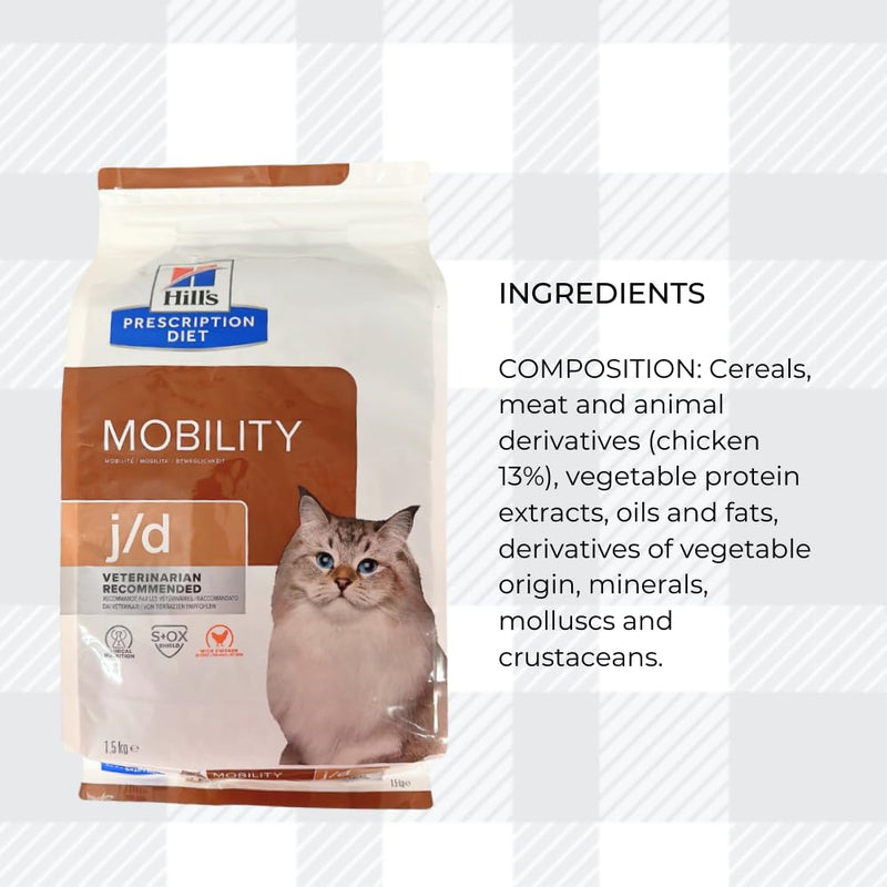 AETN Creations Prescription Diet J/d Joint Care 1.5kg Dry Cat Food plus AETN Chicken Cat Treat, Specifically Formulated for Cats with Joint Issues