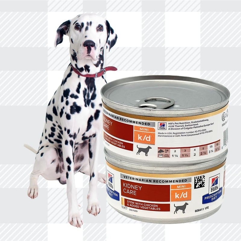 AETN Creations Prescription Diet Canine K/D Stew with Chicken 6x156g Cans plus AETN Jerky Dog Treat, Designed to Support Dogs with Kidney Concerns