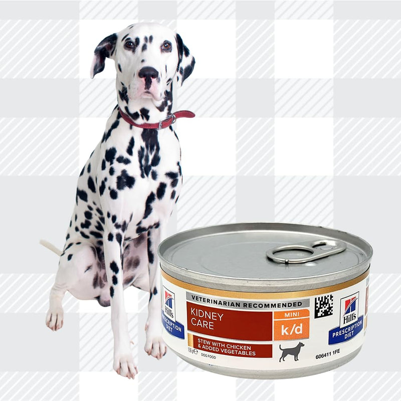 AETN Creations Prescription Diet Canine K/D Stew with Chicken 6x156g Cans plus AETN Jerky Dog Treat, Designed to Support Dogs with Kidney Concerns