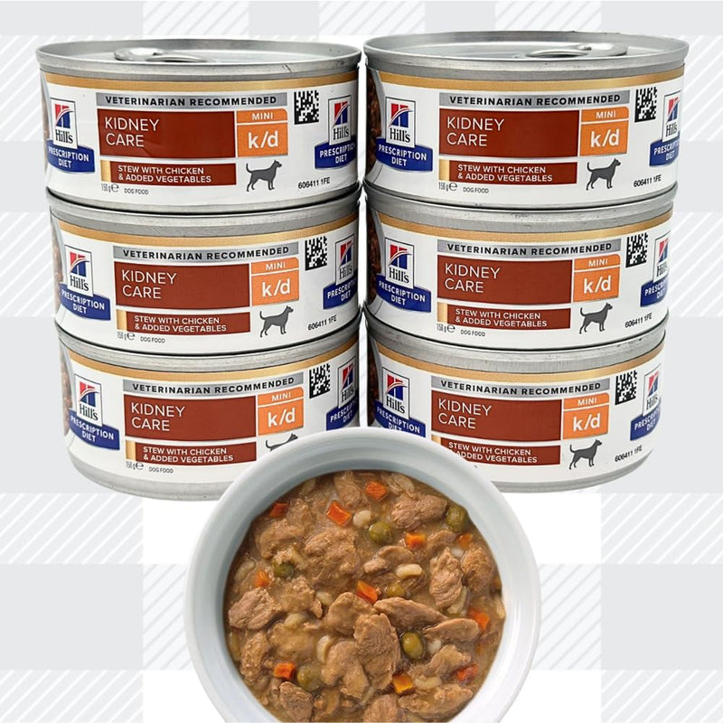 AETN Creations Prescription Diet Canine K/D Stew with Chicken 6x156g Cans plus AETN Jerky Dog Treat, Designed to Support Dogs with Kidney Concerns