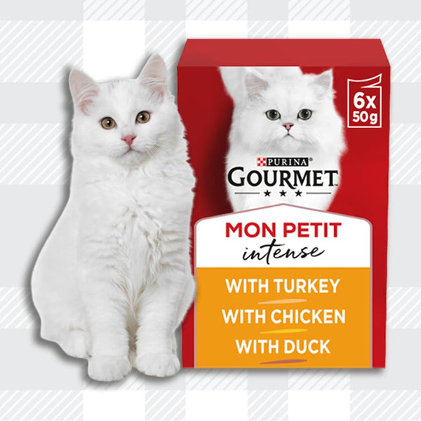 AETN Creations Gourmet Mon Petit Poultry 12x50g Turkey, Chicken and Duck plus AETN Cat Treat,Toy, Delicious and Complete Wet Food for Adult Cats