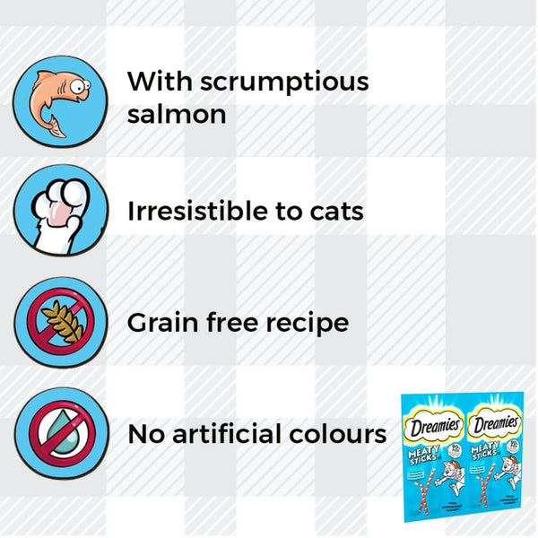 AETN Creations Meaty Sticks Bundle of Dreamies 6x30g in Chicken and Salmon Protein-rich, Savoury Treats for Adult Cats with AETN Cat Treat