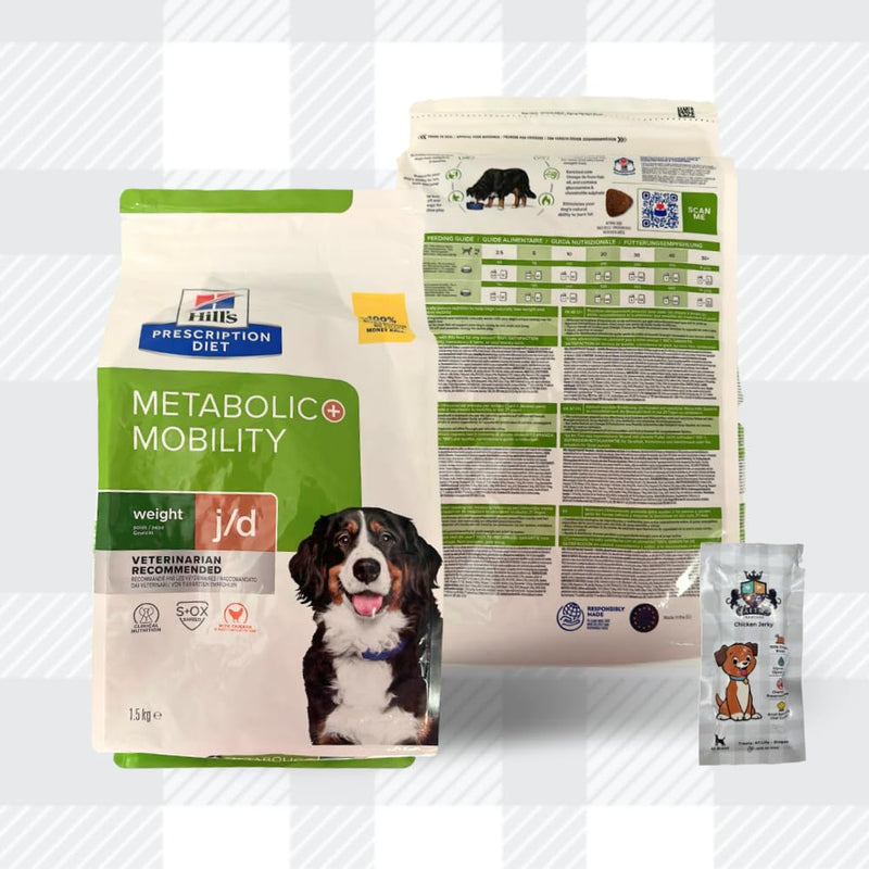 AETN Creations Prescription Diet Metabolic Mobility J/D 1.5kg Dry Food in Chicken plus AETN Jerky Dog Treat, Support Weight Management and Joint Health