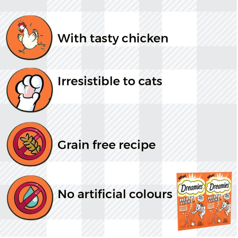 AETN Creations Meaty Sticks Bundle of Dreamies 6x30g in Chicken and Salmon Protein-rich, Savoury Treats for Adult Cats with AETN Cat Treat