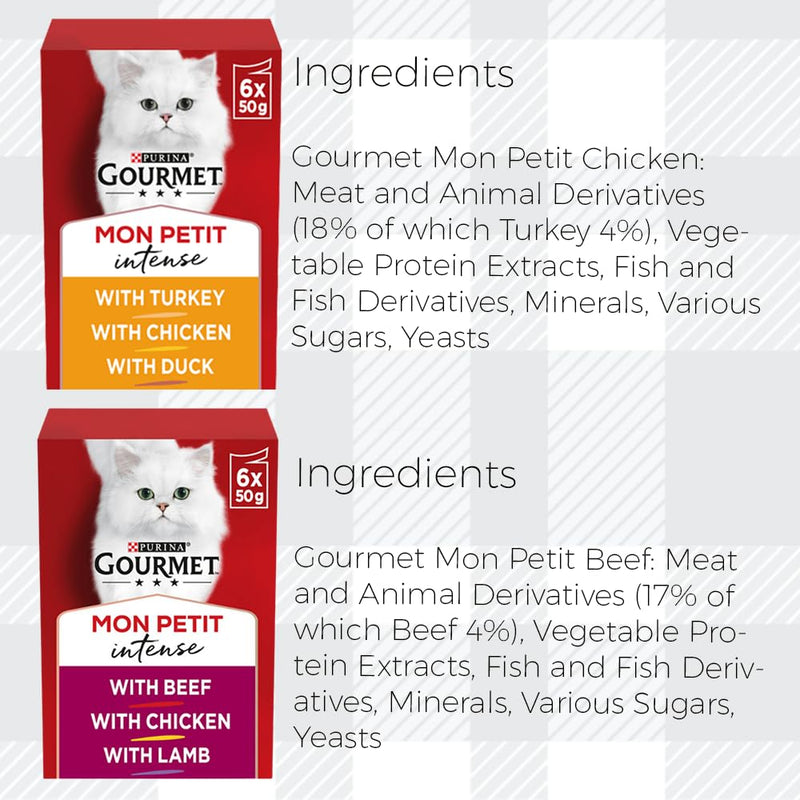 AETN Creations Gourmet Mon Petit Mix Selection Delights 4x6x50g Adult Wet Cat Food of Assortment Flavours with Fun Toy Mouse and Delicious AETN Chicken Treat