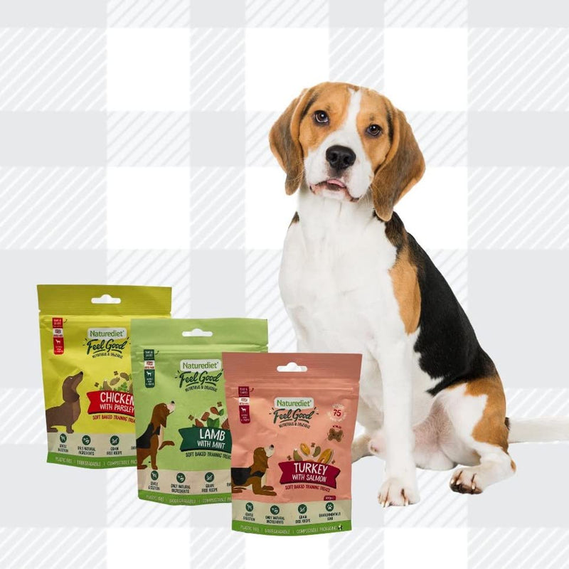 AETN Creations Naturediet Soft Baked Training Treats Mixed Variety Pack 3x100g Chicken, Salmon and Lamb plus AETN Jerky Treat, Train and Reward Your Pup