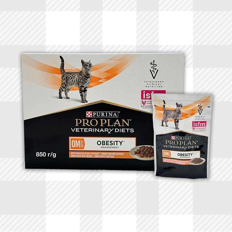 AETN Creations Pro Plan Obesity Weight Management Wet Cat Food 2 Packs 10x85g Chicken plus AETN Cat Treat, Dietetic Wet Food for Overweight Adult Cats