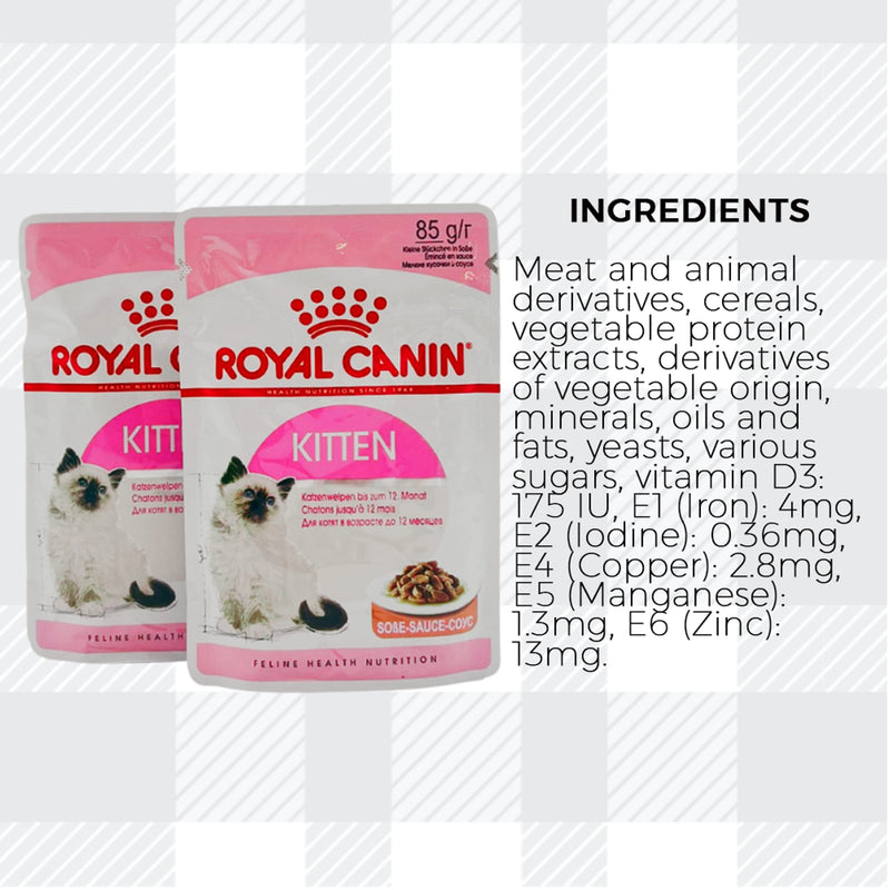 AETN Creations Royal Canin Kitten Wet + Dry Bundle for Happy, Healthy Kittens 1x400g, 2x85g Jelly, 2x85g Gravy, 2x85g Loaf with Delicious AETN Chicken Cat Treat