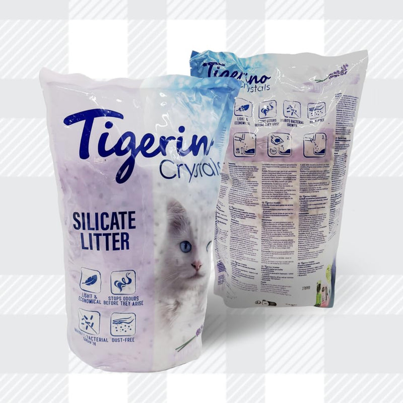 AETN Creations Tigerino Crystals Lavender Cat Litter (5L) plus AETN Creations Chicken Cat Treat | Economical, Lightweight, and Dust-Free Litter Choice