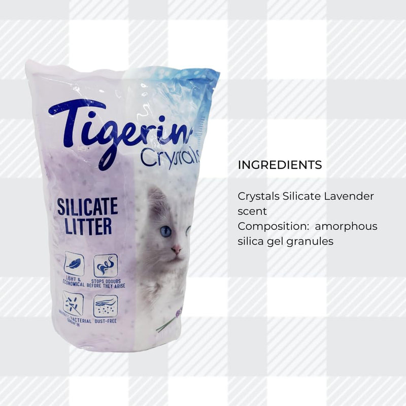 AETN Creations Tigerino Crystals Lavender Cat Litter (5L) plus AETN Creations Chicken Cat Treat | Economical, Lightweight, and Dust-Free Litter Choice