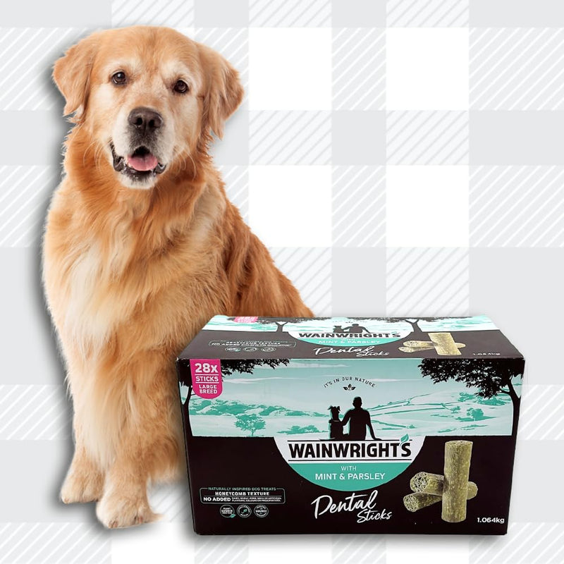 AETN Creations Wainwright’s Dental Sticks for Large Breed Dogs in Mint and Parsley 1x28 (1.06kg) Sticks to Support Oral Health pus AETN Chicken Jerky Treat