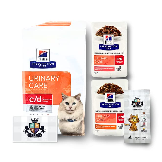 AETN Creations Urinary Bundle C/D Urinary Stress for Adult Cats 1.5kg + 2x85g Wet with AETN Treat Support's Feline Urinary Health