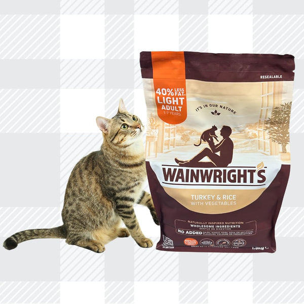 AETN Creations Wainwright's Light Dry Adult Cat Food Turkey & Rice With Vegetables 1.5kg Low-Calorie Formula for Feline Weight Management with AETN Cat Treat