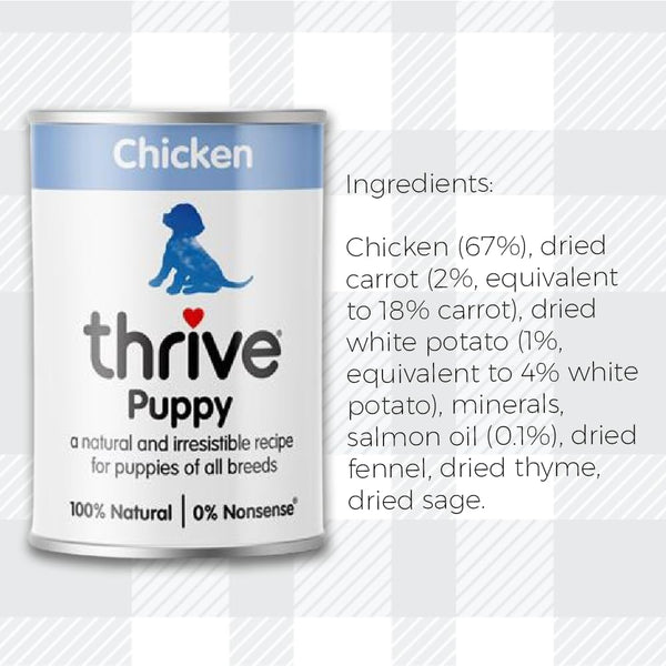 AETN Creations Thrive Puppy Wet Food Chicken 2x400g Premium, Nutrient-Rich, Delicious Food for Healthy Growth with AETN Dog Treat and Plush Doughnut Toy