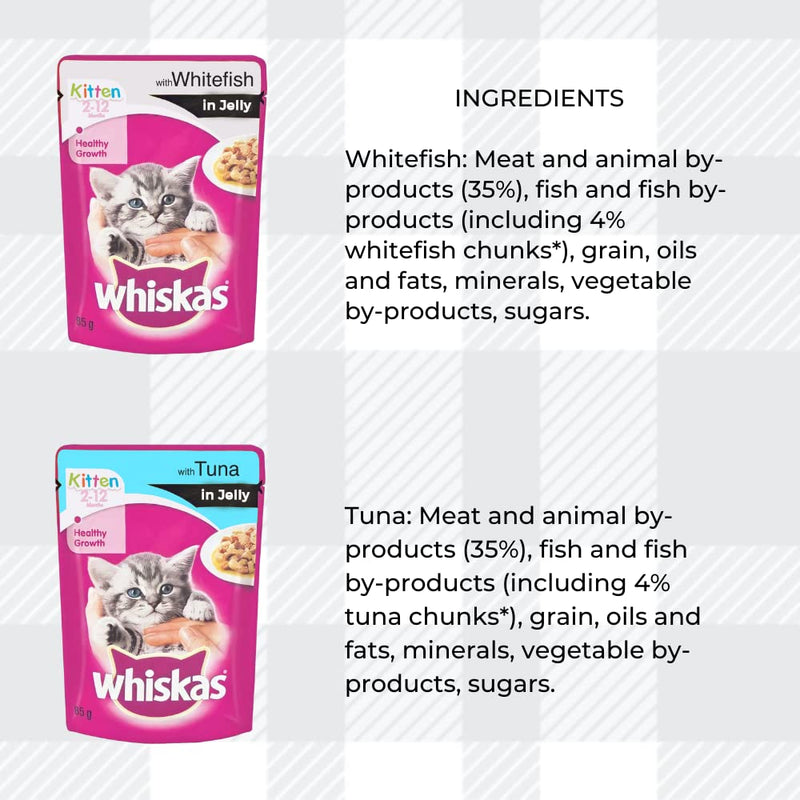 AETN Creations Whiskas Mixed Pack 6 Fish Flavour, 6 Mixed Menu for a Happy, Healthy Kitten with AETN Treat, Milky Treats and Toy, for Growing Kittens